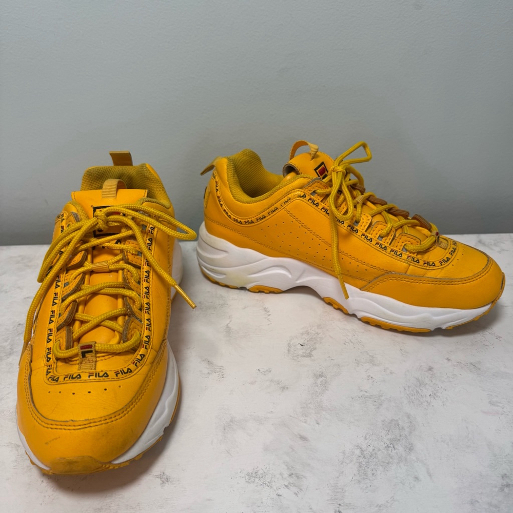 Women's Fila Disruptor II X Ray Tracer Sneakers Size 7.5 Canary Yellow - Picture 2 of 8